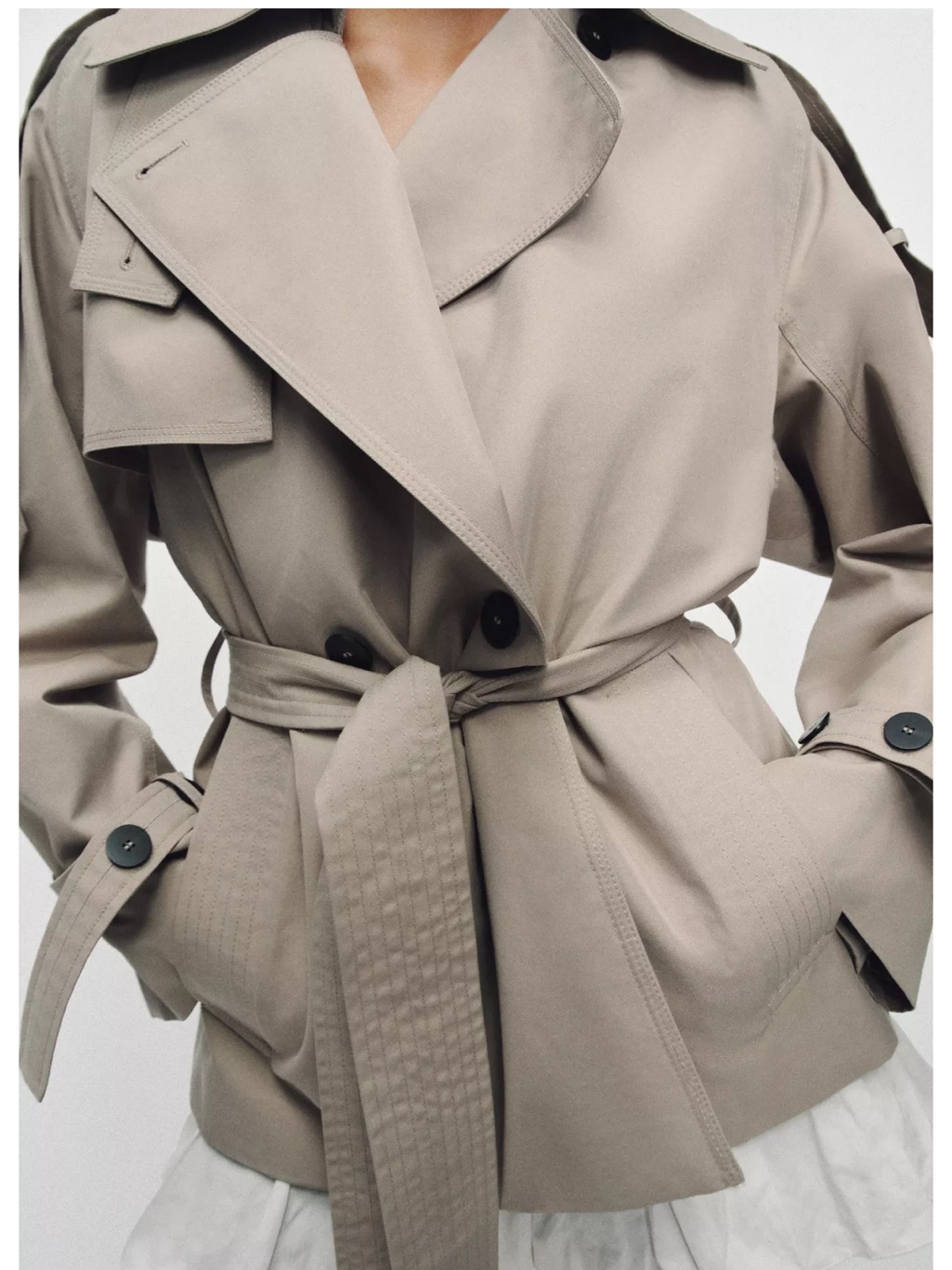 Nwt Zara Zw Collection Oversized Water Repellent Trench Coat With Belt — image 4 of 8